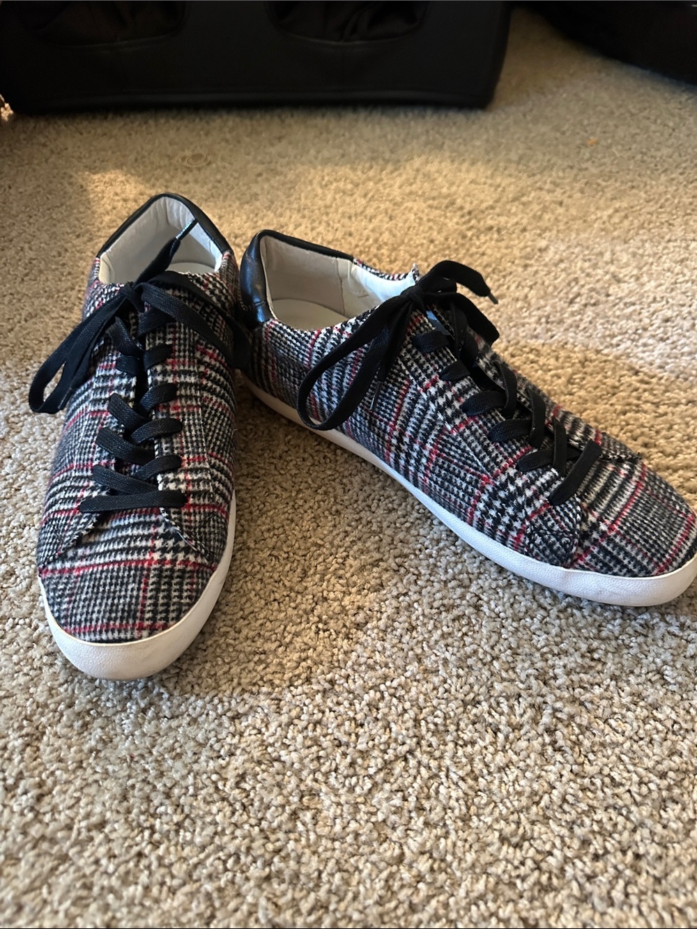 Banana Republic Plaid Lace-Up Sneakers in Black, White & Red